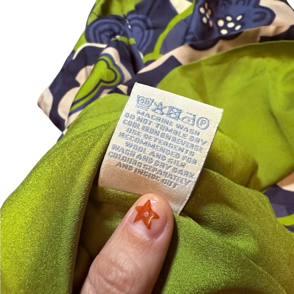 Boden Silk Mini Skirt Blue Cream Lime Floral Print Women’s Size 4R - Picture 5 of 8